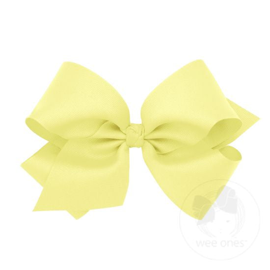 Wee Ones - King Classic Grosgrain Girls Hair Bow (Knot Wrap) - Light Yellow