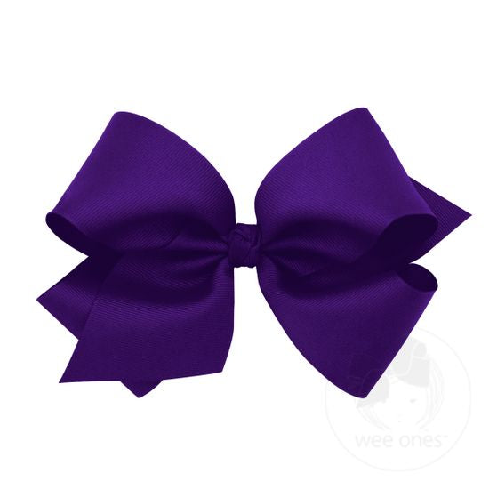 Wee Ones - King Classic Grosgrain Girls Hair Bow (Knot Wrap) - Purple