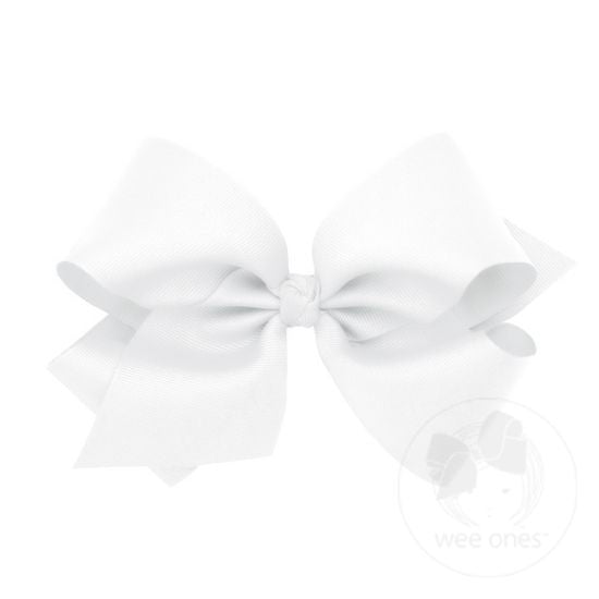 Wee Ones - King Classic Grosgrain Girls Hair Bow (Knot Wrap) - White