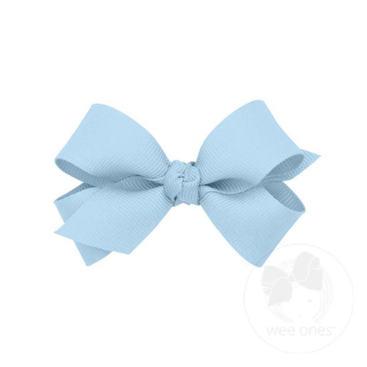 Wee Ones - Mini Classic Grosgrain Girls Hair Bow (Knot Wrap) - Millennium Blue