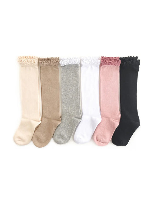 Little Stocking Co. - Neutral Lace Top Knee Highs