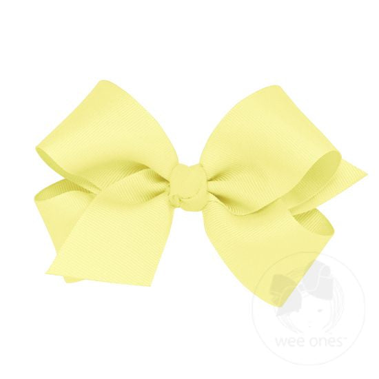 Wee Ones - Medium Classic Grosgrain Girls Hair Bow (Knot Wrap) - Light Yellow