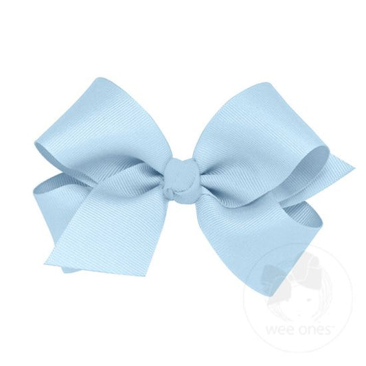 Wee Ones - Medium Classic Grosgrain Girls Hair Bow (Knot Wrap) - Millennium Blue