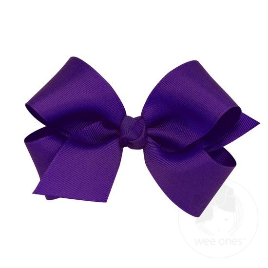 Wee Ones - Medium Classic Grosgrain Girls Hair Bow (Knot Wrap) - Purple