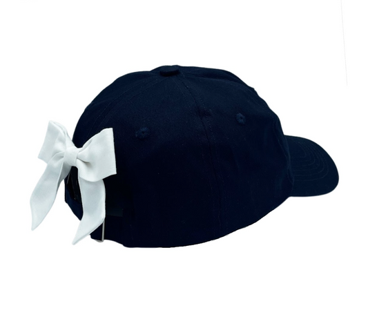 Bits and Bows - Navy Hat with White Bow