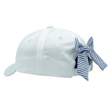 Bits and Bows - USA - White with Blue and White Seersucker Bow