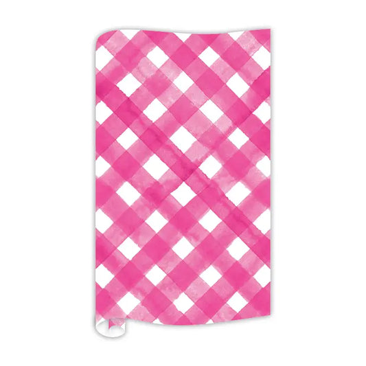 Rosanne Beck Wrapping Paper - Watercolor Buffalo Check - Hot Pink