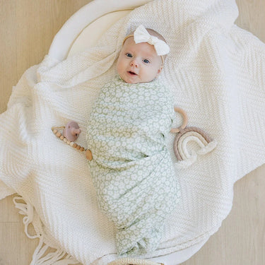 Harp Angel - Sage Floral Muslin Swaddle Blanket