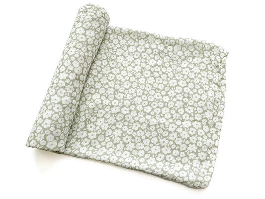 Harp Angel - Sage Floral Muslin Swaddle Blanket