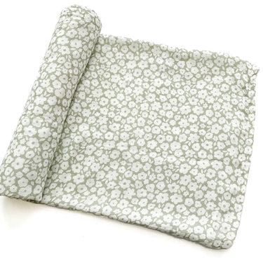 Harp Angel - Sage Floral Muslin Swaddle Blanket