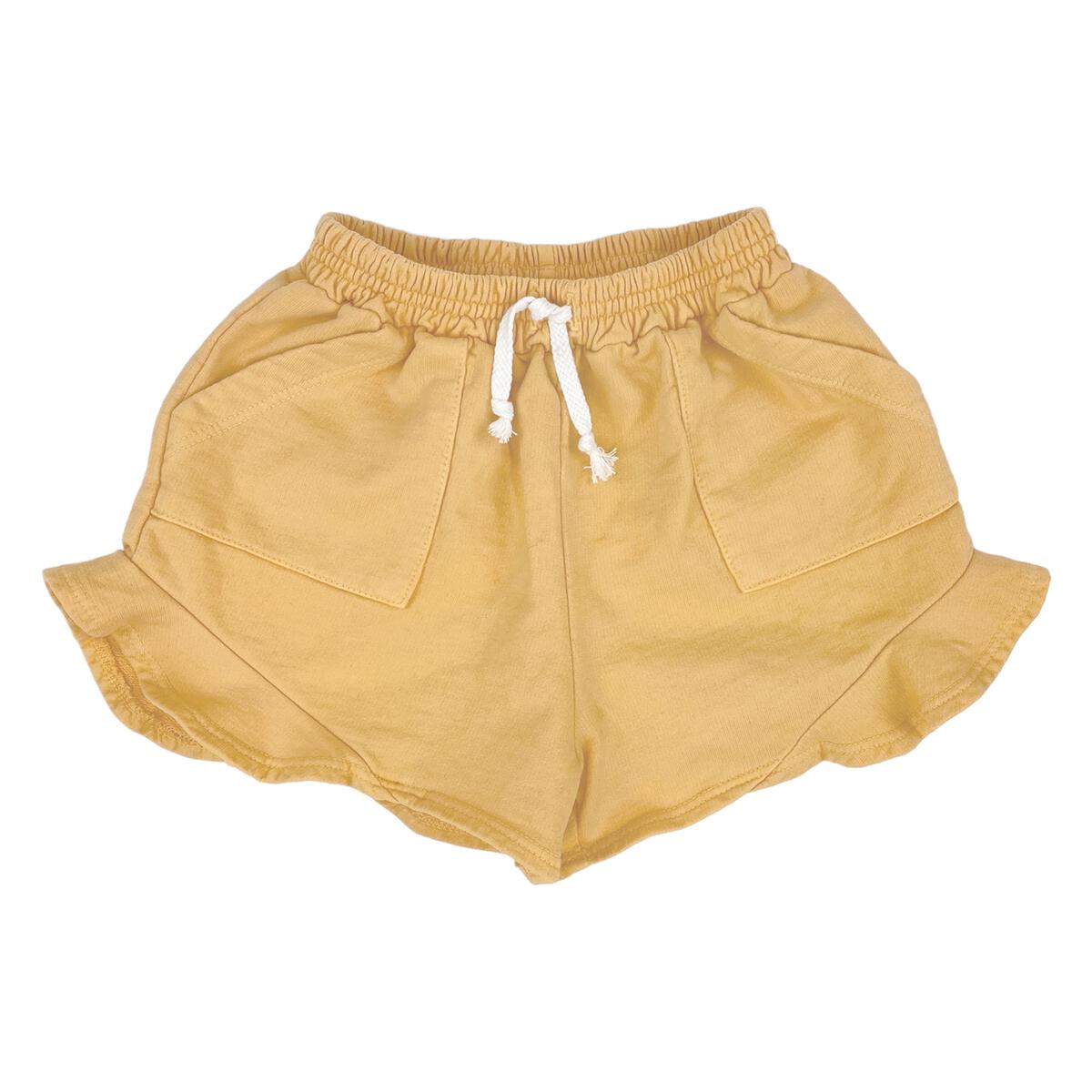 Tiny Whales Light French Terry Butterfly Shorts - yellow