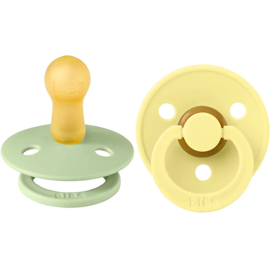 BIBS Original Latex Pacifier 2 Pack 6-18 Months - Pistachio + Sunshine