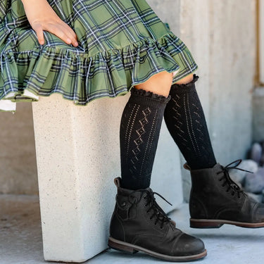 Little Stocking Co. - Fall Fancy  Lace Top Knee High Socks